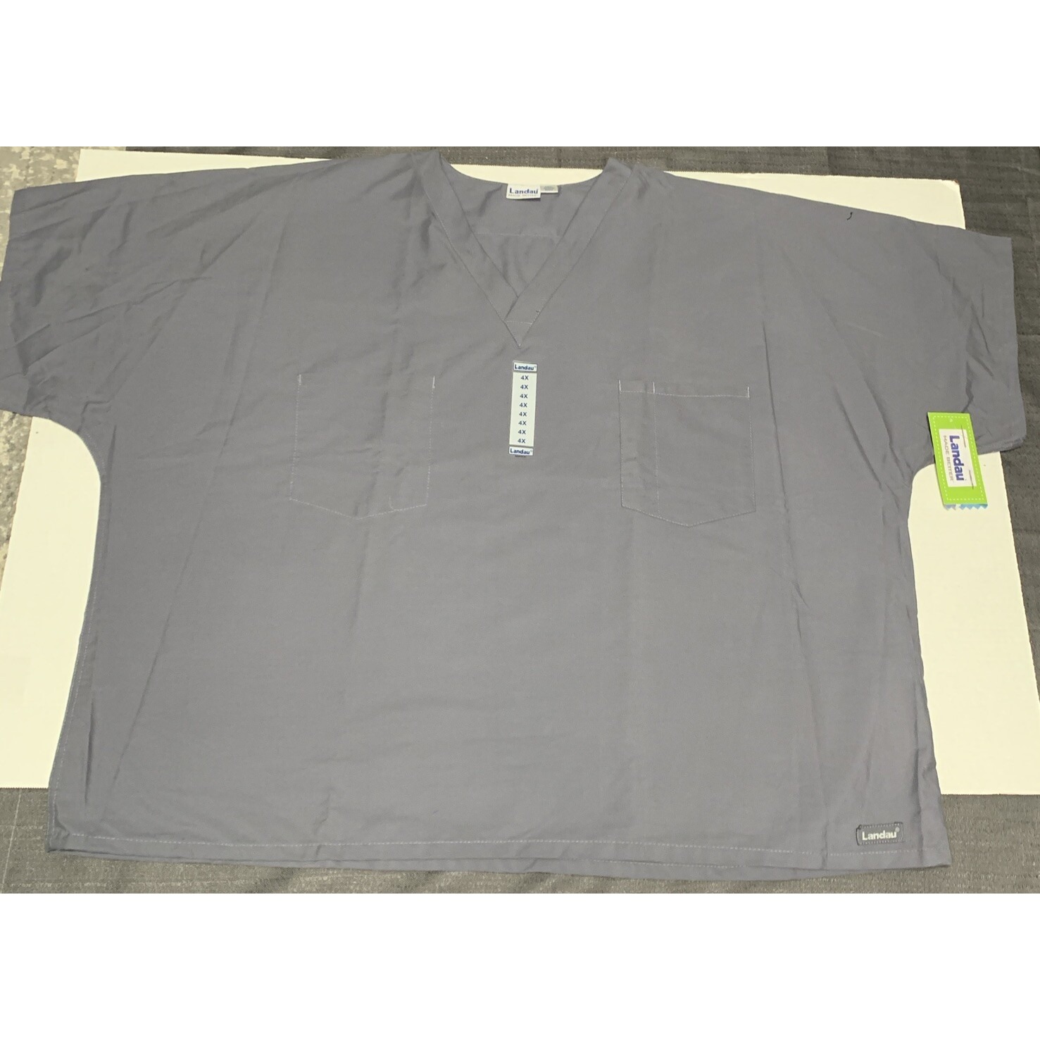 Landau New Unisex Reversible V-Neck Medical Scrub Top Gray Size 4x